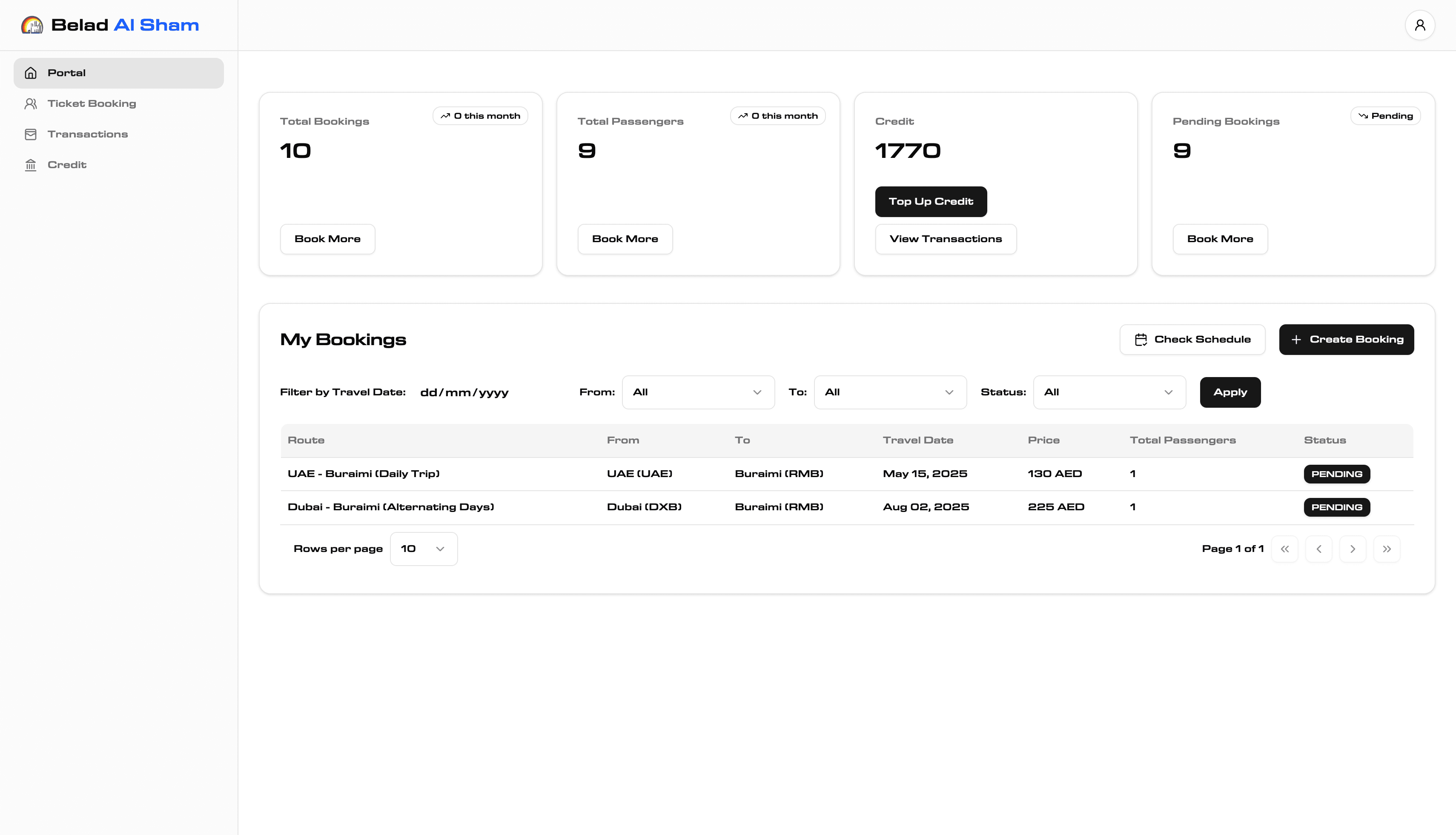 Belad Al Sham Passenger Transport — Online Ticketing Platform